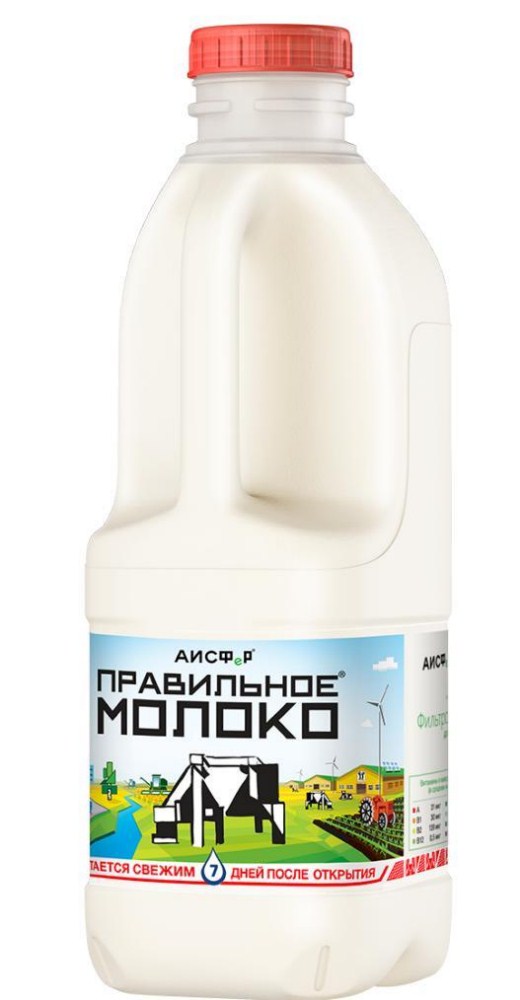 Молоко Правильное молоко пастеризованное  3,2-4% 0,9л