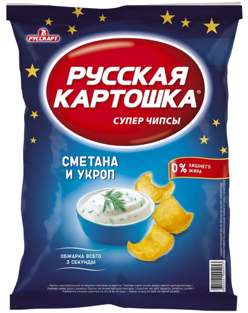 Картофельные чипсы "Русская картошка" сметана и укроп 80