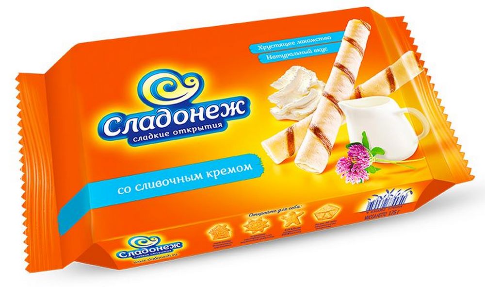 Вафельные трубочки Сладонеж со сливочным кремом 175г