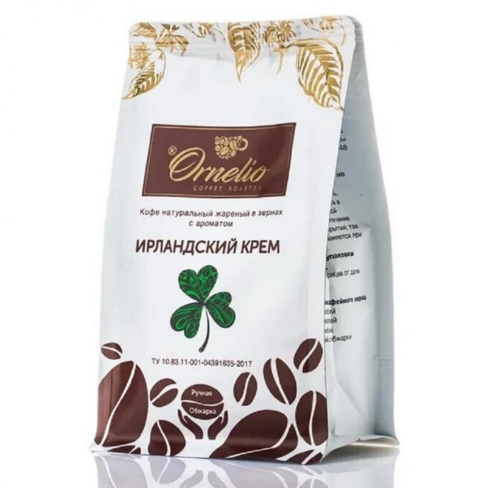 Кофе натуральный жареный в зёрнах с ароматом "Ирландский крем", Ornelio 250г