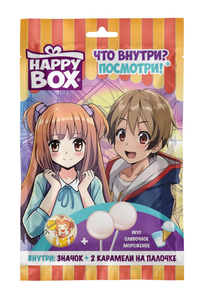 Карамель сливочное мороженое и значок аниме 20г 