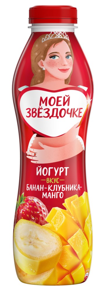 Йогурт питьевой Чудо банан/клубника/манго 1,9% 680г