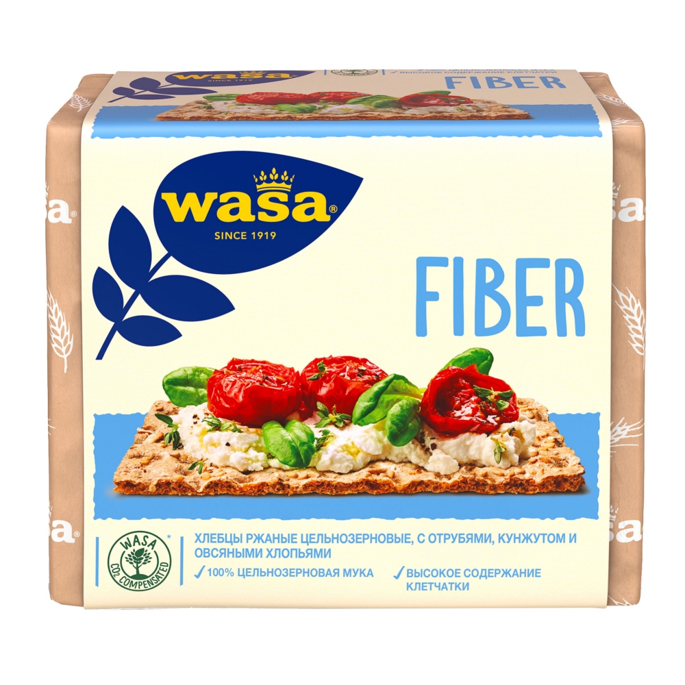 Wasa Хлебцы ржаные цельнозерновые, с пшеничными отрубями, кунжутом и овсяными  хлопьями 230г