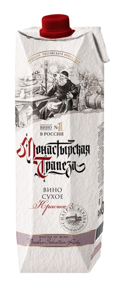 Вино Монастырская трапеза столовое красное сухое 10-12% 1л