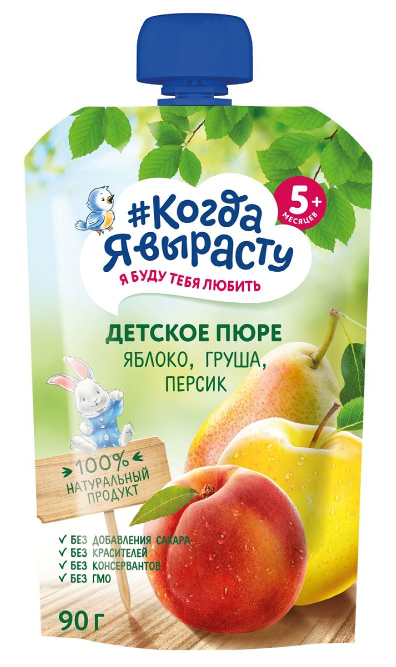 Пюре Когда Я вырасту яблоко/груша/персик 90г