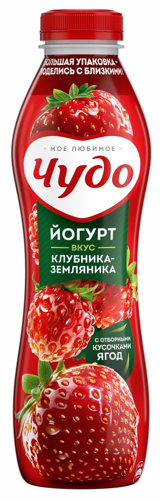 Йогурт питьевой Чудо клубника/земляника 1,9% 680г
