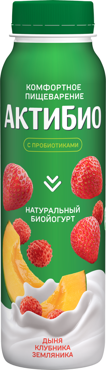 Биойогурт питьевой АктиБио дыня/клубника/земляника 1,5% 260г