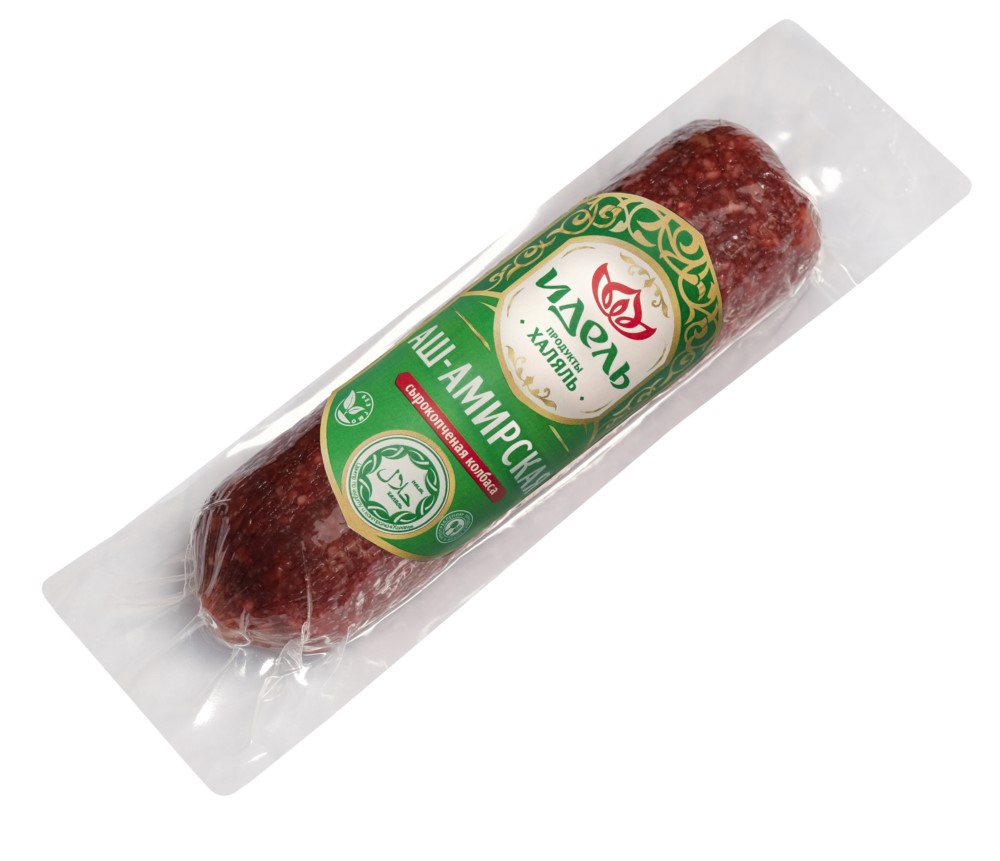 Колбаса Идель Аш-Амирская сырокопченая в вакуумной упаковке 180г