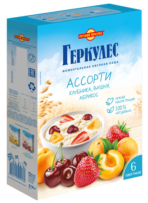 Каша овсян.Геркулес ассорт.клуб.абр.виш.210г Русский продукт