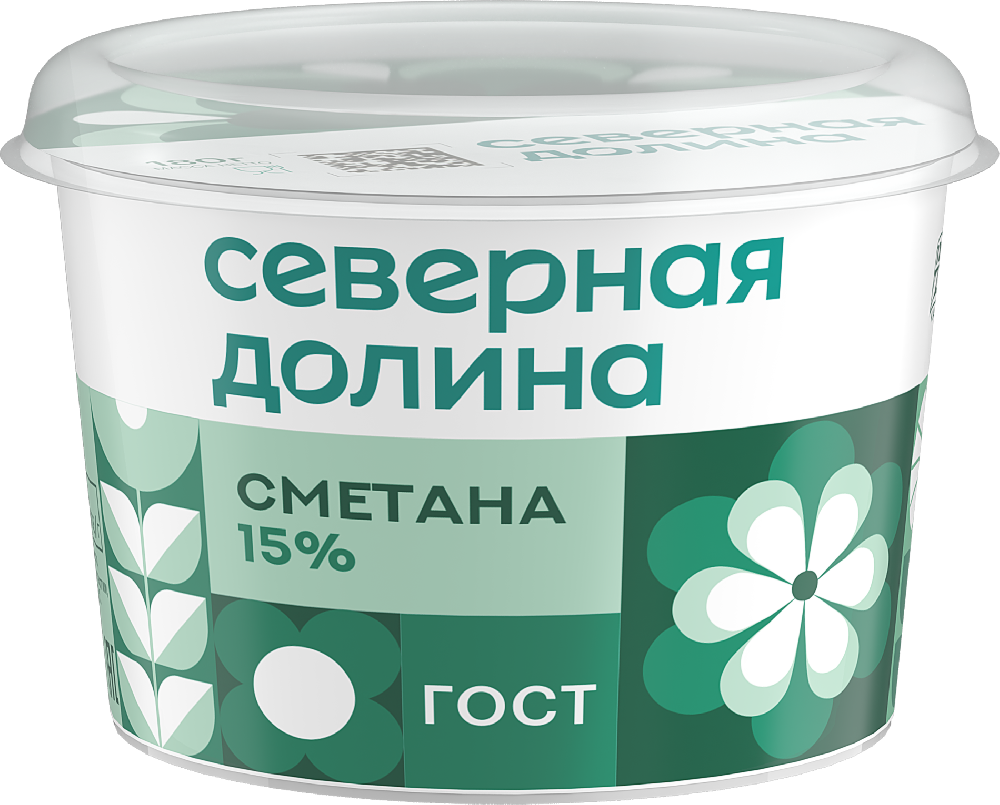 Сметана Северная Долина 15% 180г