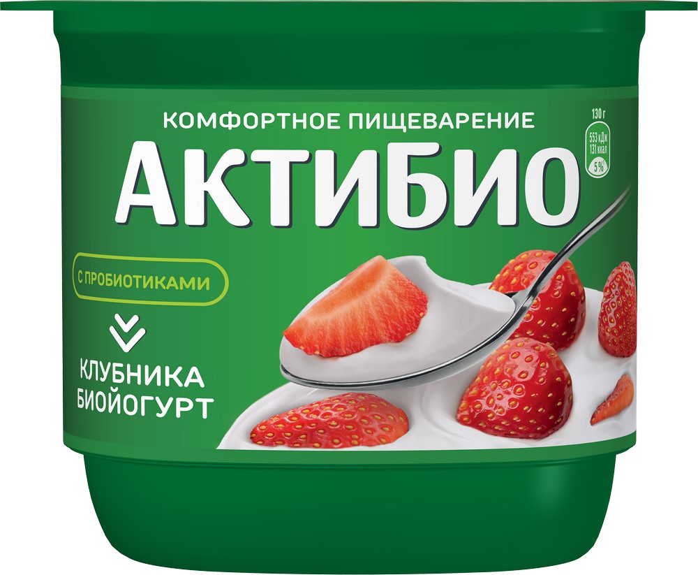 Биойогурт АктиБио клубника 2,9% 130г