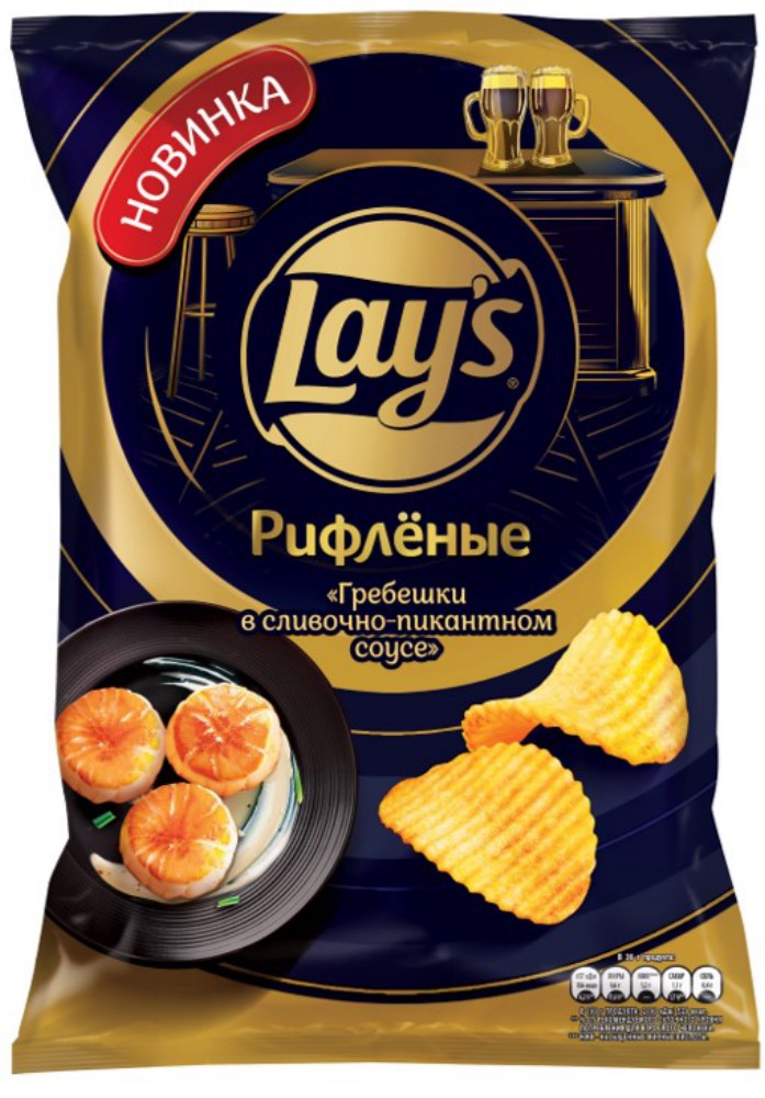 Чипсы из натурального картофеля Лейз со вкусом Гребешки в сливочном соусе 105г