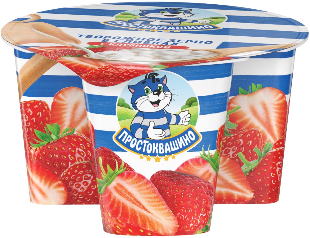 Продукт творожный зерненый Простоквашино клубника 5% 140г