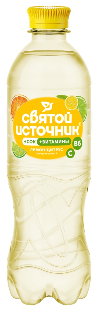 Напиток безалкогольный газированный Святой источник Вода+сок со вкусом лимона и цитрусов 0,5л
