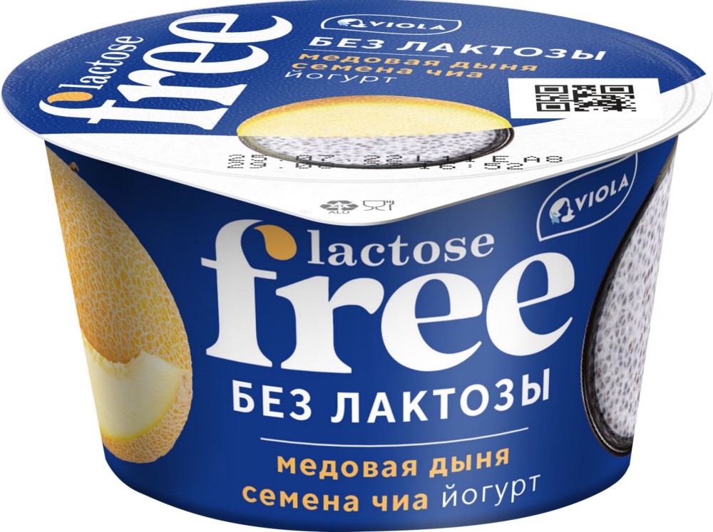 Йогурт Виола безлактозный дыня/семена чиа 2,7%, 180г