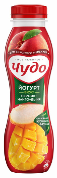 Йогурт питьевой Чудо персик/манго/дыня 1,9% 260г