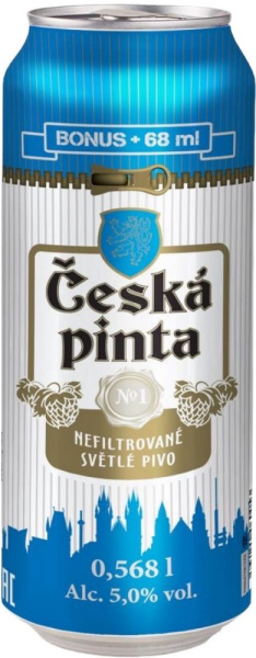 Пиво Ческа Пинта №1 светлое нефильтрованное 0,568л