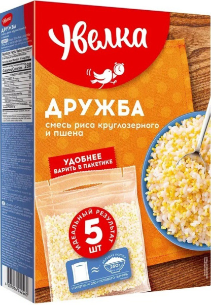 Дружба смесь рис круглый и пшено 5*80г Увелка