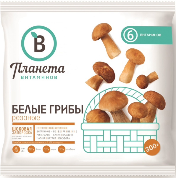 Грибы белые замороженные Планета Витаминов 300г
