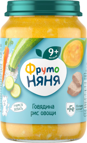 Пюре ФрутоНяня говядина-овощи-рис 190г