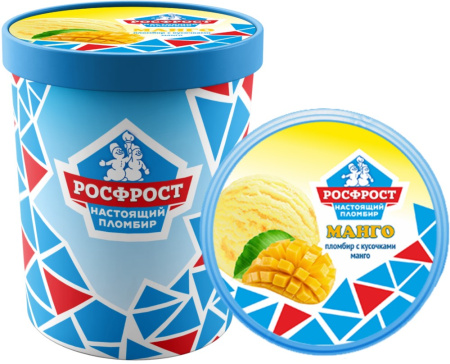 Мороженое Настоящий пломбир РосФрост манго 450г