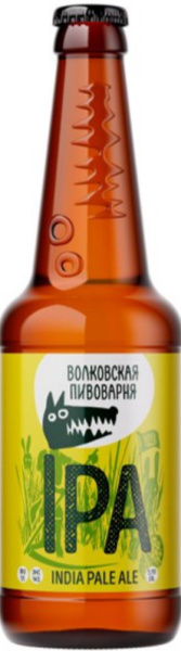 Пиво Волковская Пивоварня IPA/ИПА светлое пастеризованное нефильтрованное неосветлённое 5,9% 0,45л