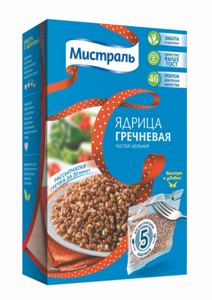 Гречка ядрица 5х80г Мистраль