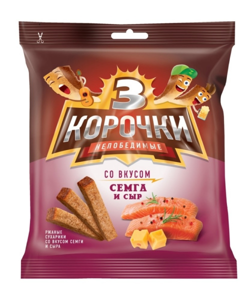 Сухарики ржаные Три Корочки с сыром и семгой 40г