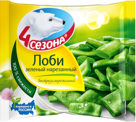 Лоби зеленый нарезанный 4 Сезона 400г