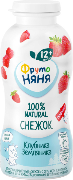 Снежок ФрутоНяня клубника/земляника 2% 200мл