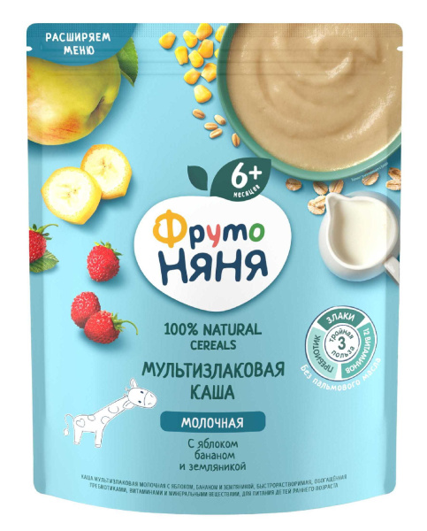 Каша ФрутоНяня мультизлак/яблоко/банан 200г