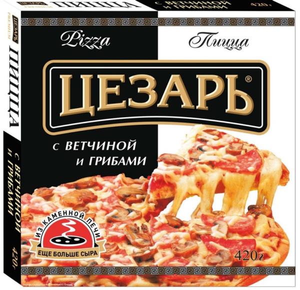 Пицца Цезарь с ветчиной и грибами 420г