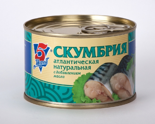 Скумбрия 5 морей натуральная с добавлением масла 250г