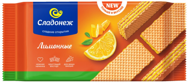 Вафли Сладонеж Тоньше и вкуснее лимонные 170г