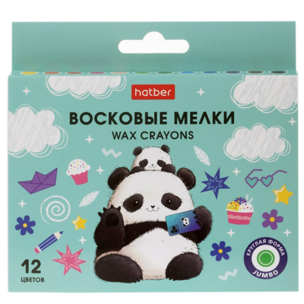 Мелки восковые 12 цветов