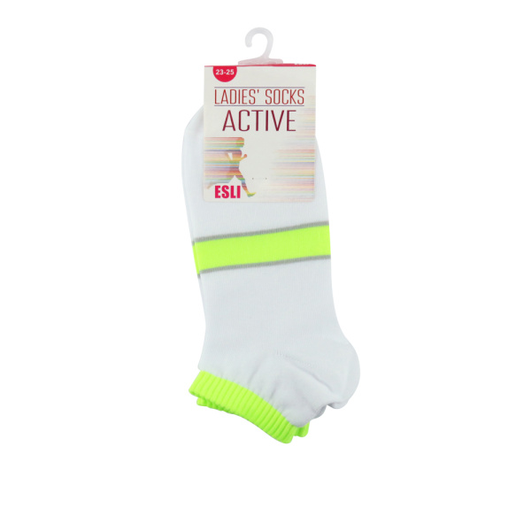 Носки женские хлопковые E ACTIVE бело-салатовые р.23-25
