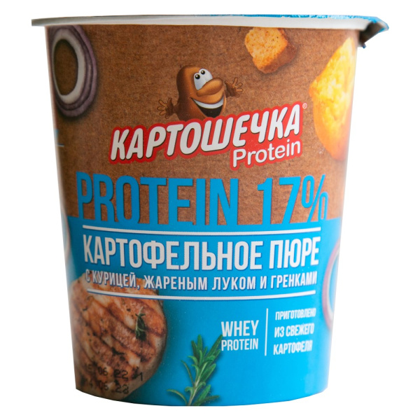 Пюре картофельное с протеином Картошечка с курицей, жареным луком и гренками 40г