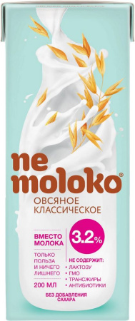 Напиток овсяный Немолоко классическое 3,2% 200мл