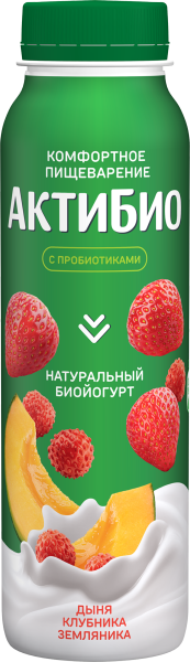 Биойогурт питьевой АктиБио дыня/клубника/земляника 1,5% 260г