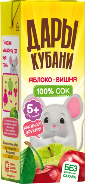 Сок Дары Кубани яблоко/вишня 200мл