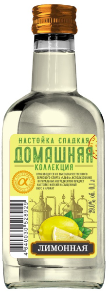 Настойка ДОМАШНЯЯ КОЛЛЕКЦИЯ ЛИМОННАЯ сладкая 0,1л