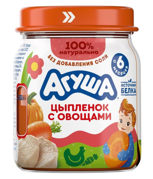 Пюре Агуша цыпленок/овощи 2,6% 100г