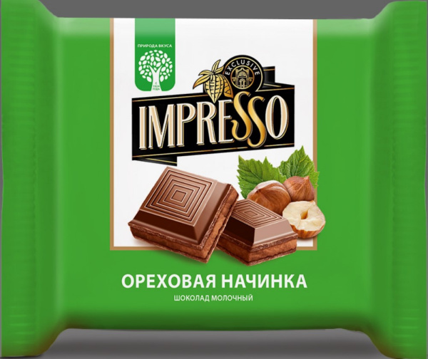 Шоколад Импрессо молочный с ореховой начинкой  75г