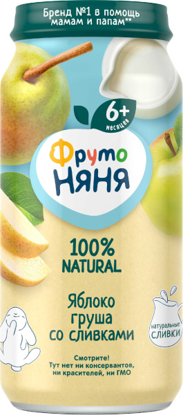 Пюре Фрутоняня яблоки/груши/сливки 250г