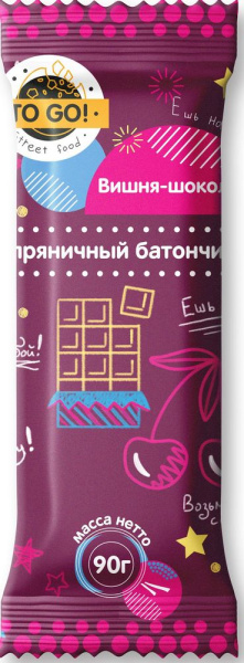 Пряники Пряничный батончик вишня-шоколад To Go  90г