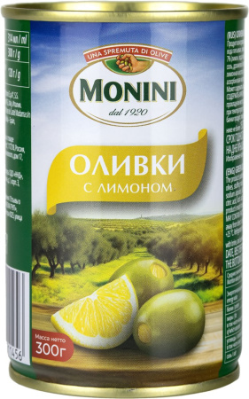 Оливки без косточки с лимоном МОНИНИ 300г