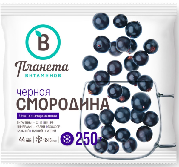 Черная Смородина замороженная Планета Витаминов 250г