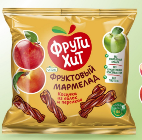 Мармелад фруктовый Фрути Хит Косички из яблок и персиков 45г