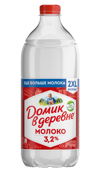 Молоко Домик в деревне пастеризованное 3,2% 1900мл