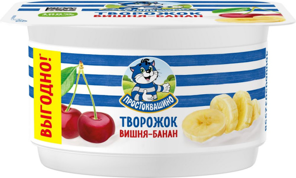 Продукт творожный Простоквашино вишня/банан 3,6% 110г